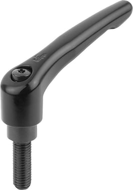 Spændehåndtag Størrelse: 2 - M8x30, Zink Sort Satin plast-coated, Materiale: stål sort oxideret - ud