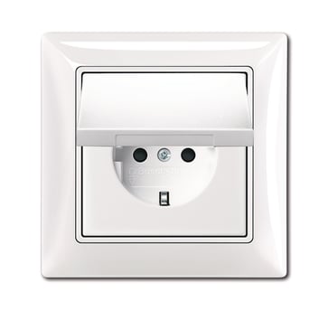 ABB-basic55 Schuko-stikkontakt, mat hvid, 16A, 1 modul, leveres komplet inklusive ramme samt afdækni