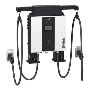Hurtiglader, EVlink Pro DC, 60kW ladeboks, CCS2 + CCS2 ladestik, 5m kabel med kabelstyringssystem