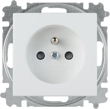 ABB-basic55 PIN-stikkontakt, mat hvid, 16A, 1 modul, leveres inklusive afdækning med pillesikring