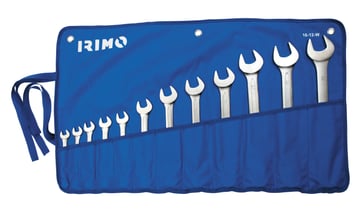 Irimo dobbelt gaffelnøglesæt i rullemappe 12 dele 6x7-30x32 mm
