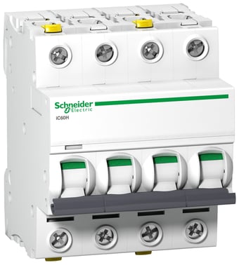 Acti9 iC60H 4P 63A dobbelt terminal C-karakteristik 10/16kA 400V bredde 72mm