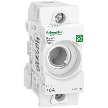 Resi9 Neozed D01 1P 16A sikringsholder uden skrue hoved passer på DIN-skinne. D01 sorte skruehoveder