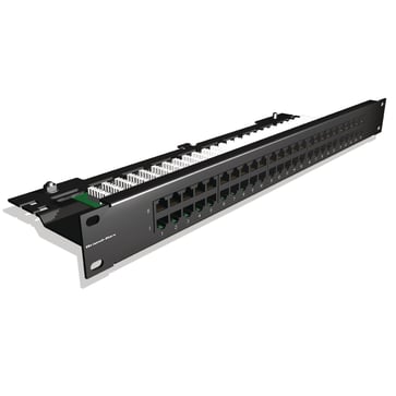 Patchpanel tele 50 ports RJ45 - 2 par ((36 & 45)) fastfortrået 1HE sort