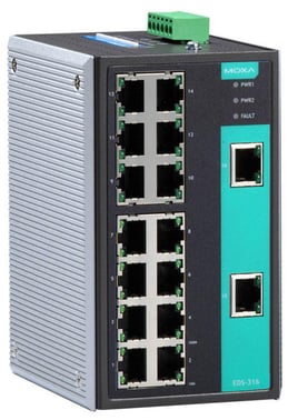 Moxa 16-port Unmanaged Ethernet switch 10/100M Udvidet temperatur EDS-316-T