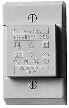 Transformer 220/ 8V 1.0A grå      D753