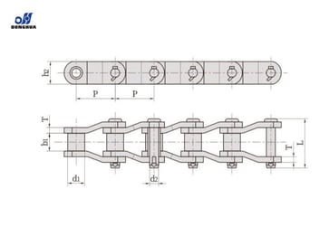 DONGHUA SIMPLEX KÆDE  3315F1 Heavy duty forkrøppet kæde i stål med Donghua kode RO4B deling = 103,45