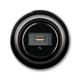 USB udtag, 80010458030 A, brug indsats 0261/13-500, Glans sort, Decento