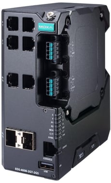 Moxa EDS-4008-2GT-2GS-LV-T, 8-port Managed layer 2 Ethernet Switch, 2x fiber SFP, Secure boot, Turbo