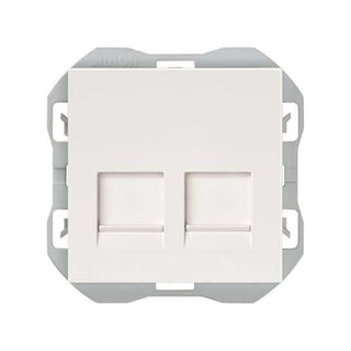 Simon 270 dataudtag 2xRJ45 med Cat 6 konnektor og støvlåg mat hvid