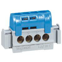 Legrand terminal blok 4x1,5-16MM2 blå IP2X L47mm. for DIN direkte