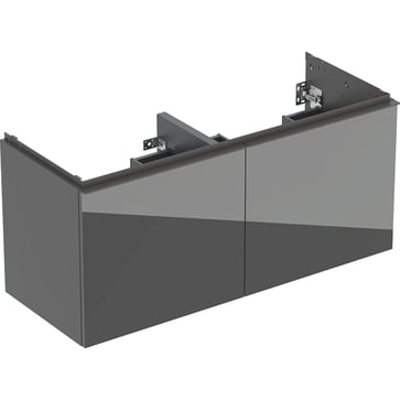 Geberit Acanto underskab til dobbelthåndvask 120 cm 2 sk + 2 indv sk lava glas blankt/håndtag lava m