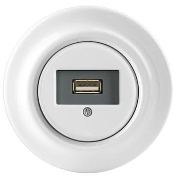 USB udtag, 80010458030 A, brug indsats 0261/13-500, Glans hvid, Decento