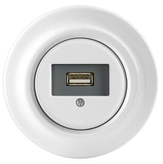 USB udtag, 80010458030 A, brug indsats 0261/13-500, Glans hvid, Decento