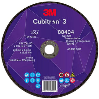 3MTM CubitronTM 3 Skæreskive, 88404, 36+, T41, 230 mm x 2,5 mm x 22,23 mm, EN, 25/pakning, 50 stk./k