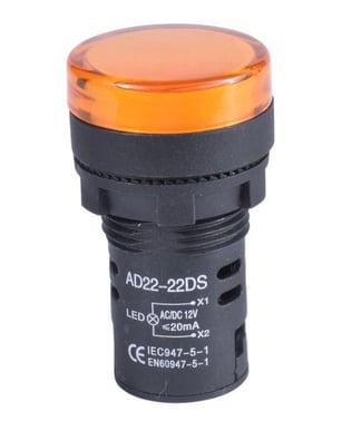 Panelindikator orange 22mm 12V Skrue