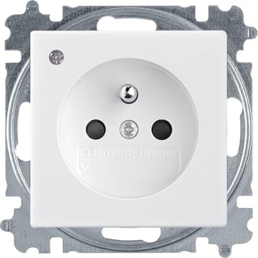 ABB-basic55 PIN-stikkontakt med grøn LED-indikator, mat hvid, 16A, 1 modul, leveres inklusive afdækn