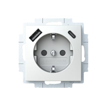 Saga stikkontakt USB A+B blank hvid