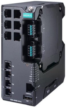Moxa EDS-4008-2SSC-HV, 8-port Managed layer 2 Ethernet Switch, 2x Singlemode fiber SC, Secure boot,