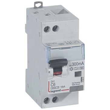 DX3 RCBO kombiafbryder C6 1pol+N 300mA type-F 2M 6000/6KA