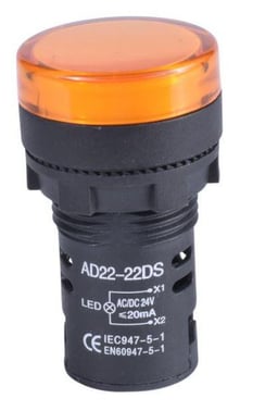 Panelindikator orange 22mm 24V Skrue
