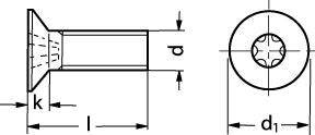 Undersænket hoved torx DIN 965 / ISO 14581