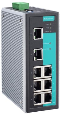 MOXA EDS-408A, 8-port Managed Layer 2 Ethernet Switch, Turbo-Ring, Turbo-Chain, RSTP/STP, DIN-skinne