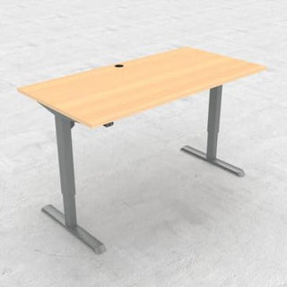 Hæve-/sænkebord 160x80 cm bøg m/ sølvstel