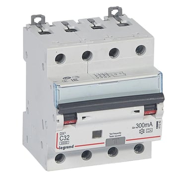 DX3 RCBO kombiafbryder C32 4pol 300mA type-A 4M 6000/6KA