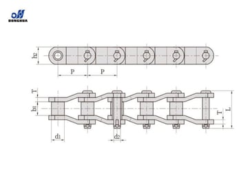 DONGHUA SIMPLEX KÆDE  2510H Heavy duty forkrøppet kæde i stål med Donghua kode RO3C deling = 78,1 og