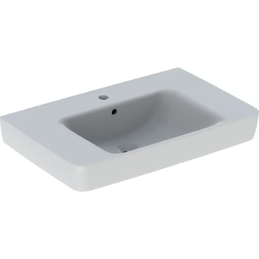 Geberit Renova Plan håndvask, 750 x 480 x 185 mm, m/fralægningsplads, hvid porcelæn