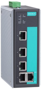 MOXA EDS-405A-T, 5-port Managed Layer 2 Ethernet Switch, Turbo-Ring, Turbo-Chain, RSTP/STP, DIN-skin