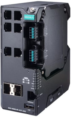 Moxa EDS-4008-4P-2GT-2GS-LVA-T, 8-port Managed layer 2 Ethernet Switch, 4x PoE++, 2x fiber SFP, Secu