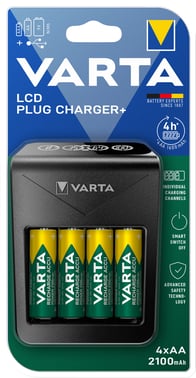 Varta Batteri LCD Plug Charger+ 4x AA 2100mAh