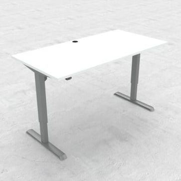 Hæve-/sænkebord 160x80 cm hvid m/ sølvstel