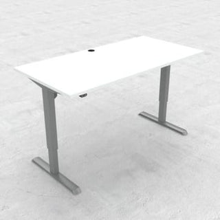 Hæve-/sænkebord 160x80 cm hvid m/ sølvstel