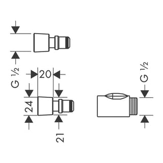 hansgrohe koplingssæt 1/2" 3-dele