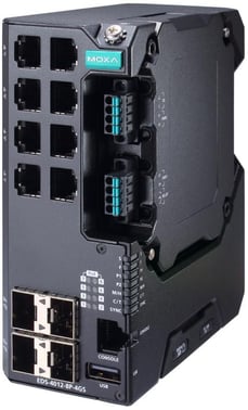 Moxa EDS-4012-8P-4GS-LVB-T, 12-port Managed layer 2 Ethernet Switch, 8x PoE++, 4x fiber SFP, Secure