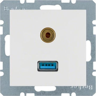 Multimedieudtag Euro indsats USB / mini-jack 3,5mm S./B. hvid