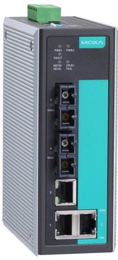 MOXA EDS-405A-MM-SC, 5-port Managed Layer 2 Ethernet Switch, 2x Multimode fiber SC, Turbo-Ring, Turb