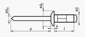 3,2X10 alu/stål RH blindnitte Bulk Multigrip