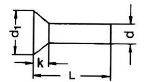 4X8 ubehandlet undersænket hoved nitte DIN 661