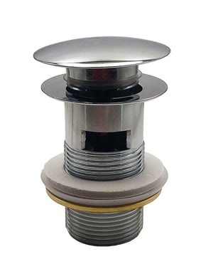 Bundventil push-up 1 1/4"" m/overløb, krom