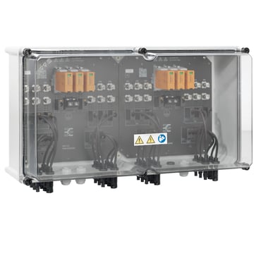 PV Combiner Box, 1000 V, 2 MPP, 3 Inputs / 3 Outputs per MPP, med sikringsholder, overspændingsbesky