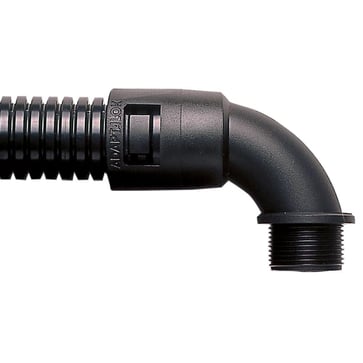 Vinkelkobling 28 slange M25 gevind sort AL28/M25/C90/BL