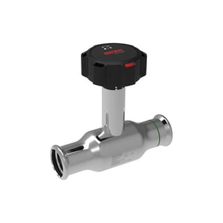 BROEN Full Flow kugleventil rustfri pres/pres DN20 22 x 22 mm høj med gearhåndtag