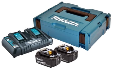 Makita 18V Batterisæt LI-ION 2x4,0AH  2XBL1840B+DC18RD, lynlader og kuffert