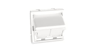 Mosaic udtag 45x45 for 2x PanNet MiniCom modular jack, med støv klaplåg hvid