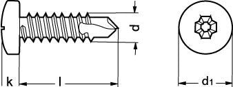 4,8X38  DIN 7504-N FZB panhoved pladeskrue  med bor  H