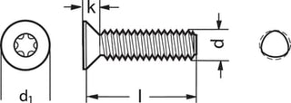 M 8X16  DIN 7500-M FZB undersænket hoved  gevindformende skrue T-Drive